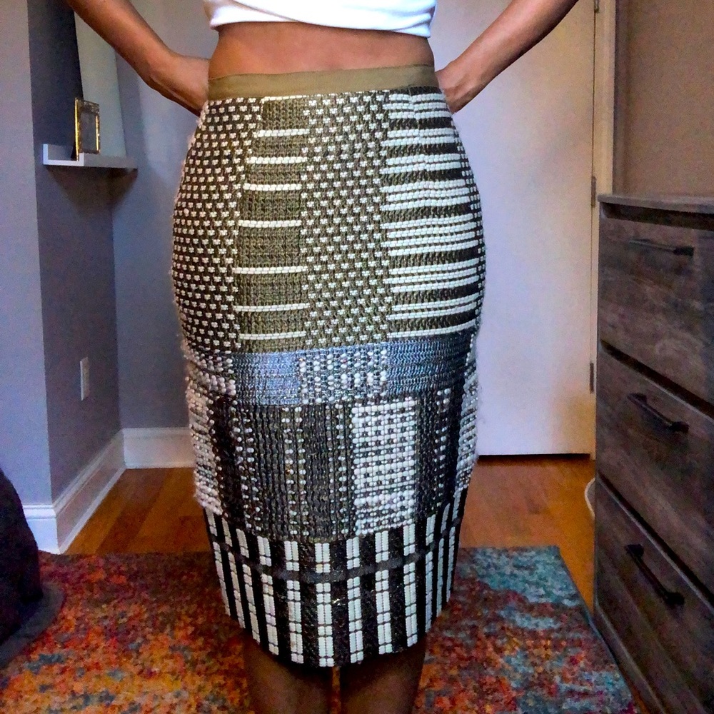 Oscar de la Renta Fall 2013 Tweed Silk Skirt